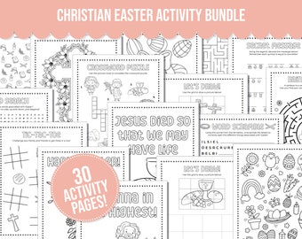 Christian Easter Activity Bundle including Bible Coloring Pages, Lent Activity Pages, Christian Easter Kids Activities
