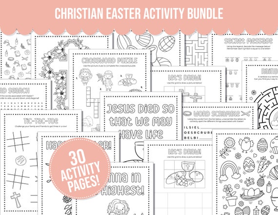 Christian Easter Activity Bundle including Bible Coloring Pages, Lent Activity Pages, Christian Easter Kids Activities