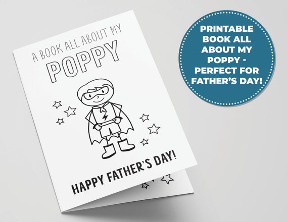 All About Poppy Printable Book for Father's Day, Perfect Father's Day Activity for Kids, Printable Gifts for Grandpa, Coloring Card