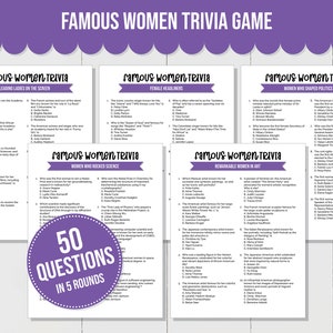 International Women&#39;s Day Trivia Game, Womens History Month Trivia, Famous Women Party Game, Pub Trivia, Ice Breaker Game, Trivia Night Game