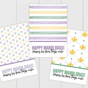 Mardi Gras Mini Cookie Card, Printable Mini Cookie Card for Carnival Cookies, &quot;Let the Good Times Roll&quot; Printable Cookie Card for Download