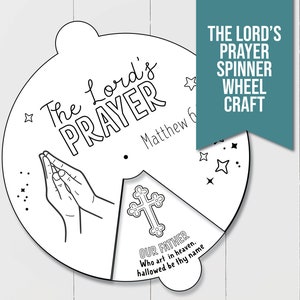 The Lords Prayer Spinner Wheel Printable, Perfect Sunday School Activity for Kids! Coloring Craft about Our Father Prayer for Sunday School