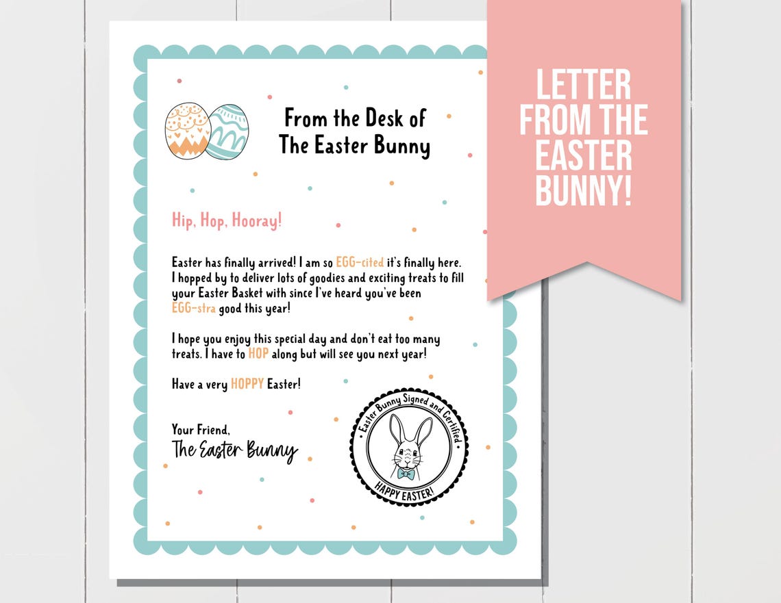 Easter Bunny Printable Letter, Letter From the Easter Bunny, Kids ...