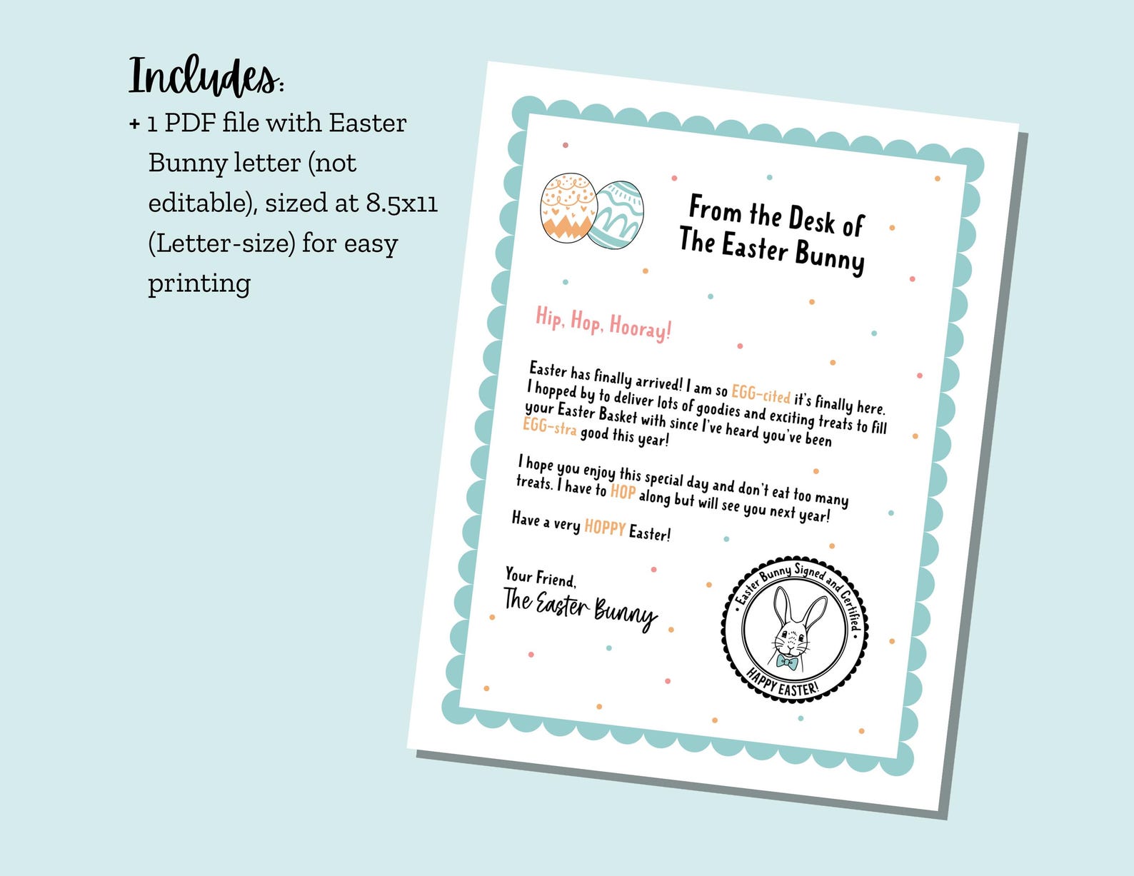 Easter Bunny Printable Letter, Letter From the Easter Bunny, Kids ...