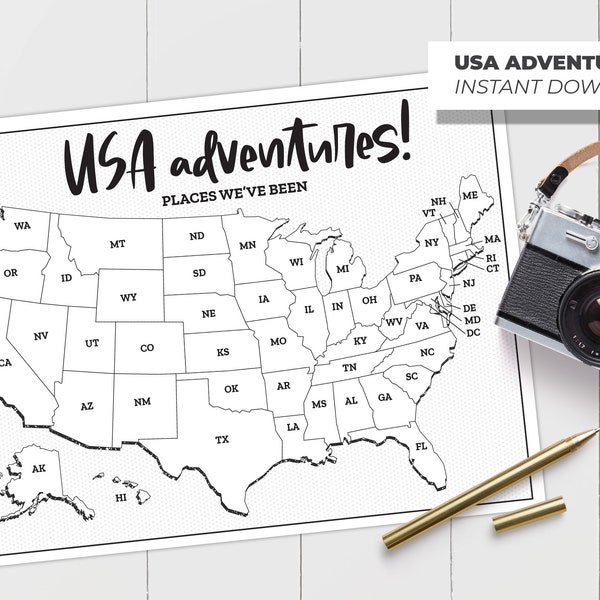 States Visited Map Etsy