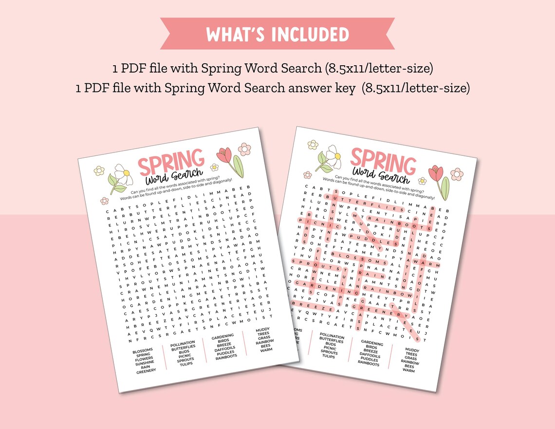 Word Finding Spring Spring Word Search, Printable Spring Games, Spring Word Games ...
