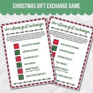 Christmas Gift Exchange Game, Christmas Roll the Dice Game, Yankee Swap, White Elephant Gift Exchange, Holiday Present Swap, Pollyanna Gift image 1