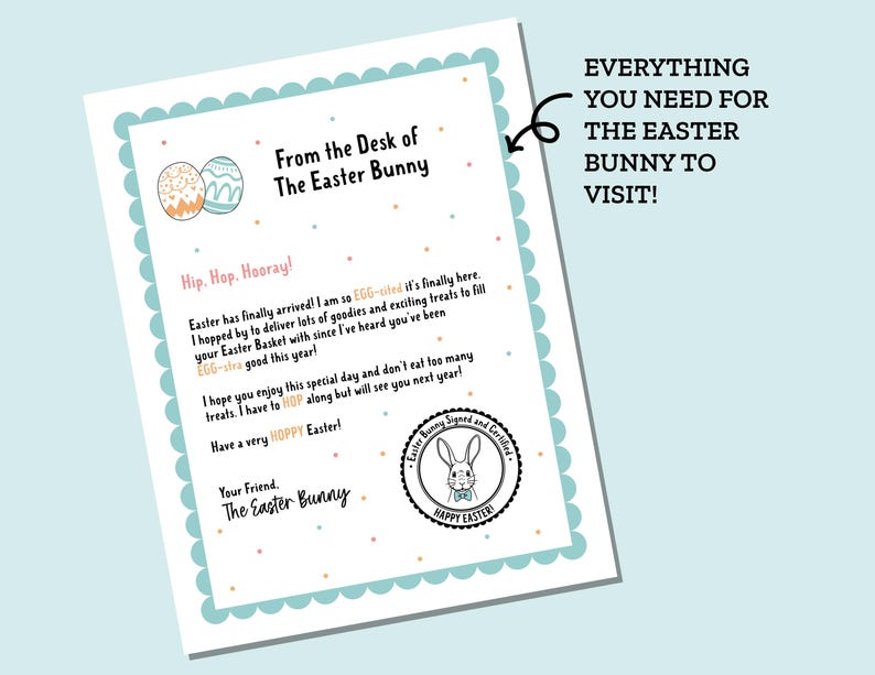 Easter Bunny Printable Letter, Letter From the Easter Bunny, Kids ...