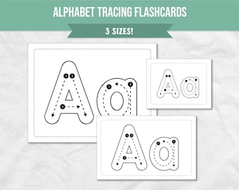 Alphabet Tracing Flashcards, ABC Flashcards, Tracing Letters A - Z, Alphabet Writing Printables, Letter Learning, Learn the Alphabet