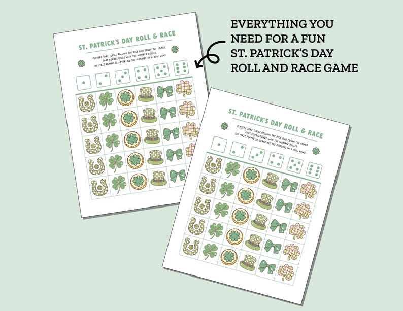 St Patricks Day Roll & Race Game, Classroom Party, Dice Game for Kids ...