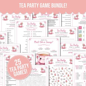 Tea Party Game Bundle with Tea Party Game Ideas, Birthday Tea Party Activities, Mothers Day Tea Party, 25 Tea Party Printable Games,