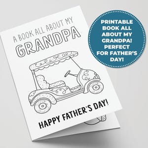 Livre imprimable Tout sur grand-père, activité pour la fête des pères pour les enfants, cadeaux de golf à imprimer pour grand-père, Meilleur grand-père par pair