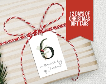 Zwölf Tage Weihnachtsgeschenkanhänger, druckbare Weihnachtsanhänger, druckbare Geschenkanhänger, 12 Tage Weihnachtsgeschenke