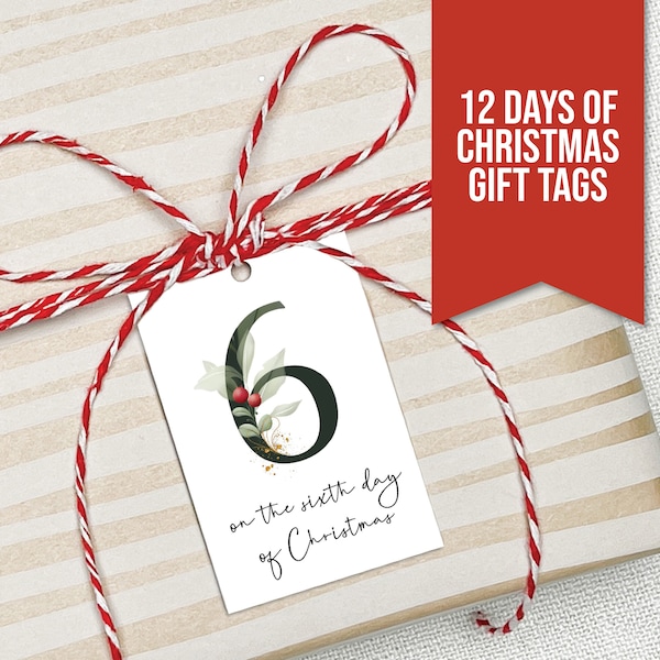 Twelve Days of Christmas Gift Tags, Printable Christmas Tags, Printable Gift Tags, 12 Days of Christmas Gifts