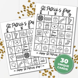St Patricks Day BINGO Game, Printable Game for Classroom Activity, Shamrock Bingo Game for Kids, Printable Bingo Cards for Instant Download