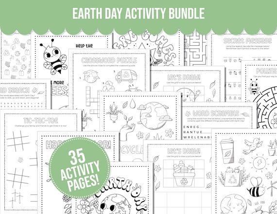 Earth Day Printable Activity Bundle with Coloring Pages, Word Search, Word Scramble, Games & Maze Activities! Earth Day Kids Activities