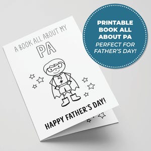 Livre à imprimer All About Pa pour la fête des pères, activité parfaite pour la fête des pères pour les enfants, cadeaux à imprimer pour grand-père, carte à colorier