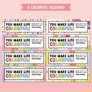 Watercolor Paint Valentine for Kids Classroom Valentine Exchange, Non-Candy Valentine, Colorful Valentine image 3