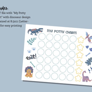 Dinosaur Potty Chart for Toddlers, Potty Training Chart for Boys, Dino Sticker Chart, Toddler Reward Chart, Dinosaur Sticker Chart image 3