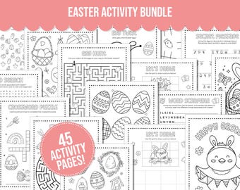 Paquete de actividades de Pascua con páginas para colorear de Pascua, páginas de actividades de Pascua imprimibles, actividades de Pascua para niños perfectas para rellenar la cesta de Pascua.