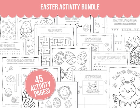 Easter Activity Bundle with Easter Coloring Pages, Printable Easter Activity Pages, Easter Kids Activities perfect for Easter Basket Stuffer