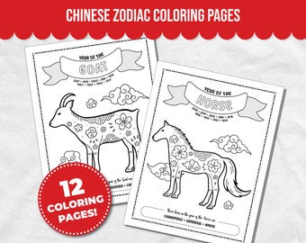 Chinese New Year Coloring Pages, Chinese New Year Kids Activities, Year of the Horse Coloring Page, Lunar New Year Activity for Kids
