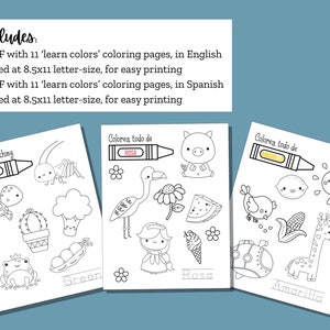 Learn Colors Printable Coloring Pages for Kids, Includes Both English ...