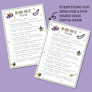 Mardi Gras Trivia Game, Mardi Gras Party Game, Pub Trivia, Ice Breaker ...