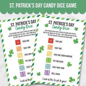 St Patricks Day Candy Dice Game, Fun St Paddys Day Game for Kids, Kids Rainbow Candy Dice, Candy Games for Kids, St Patricks Day Party Game