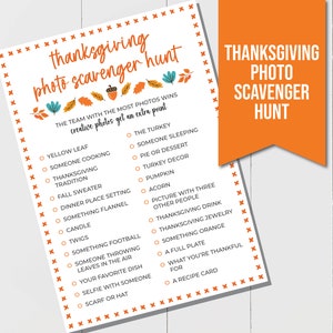 Thanksgiving Photo Scavenger Hunt Game, Fun Thanksgiving Game for Family Dinner, Kids Thanksgiving Game, Family Dinner Party Game