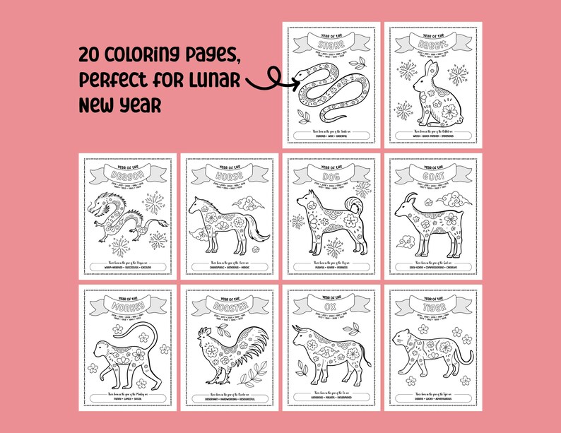 Lunar New Year Printable Activity Bundle with Coloring Pages, Word Search, Word Scramble, Games, Mazes! Chinese New Year Kids Activities image 5