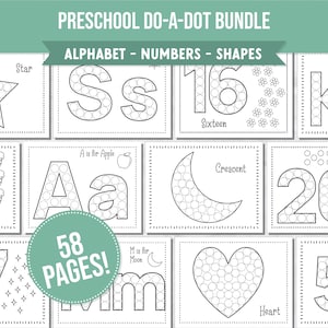 Do-A-Dot Activity Bundle, Alphabet Do-A-Dot, Number Do-A-Dot and Shape Dot Worksheets, Perfect for Toddler Activity, Preschool Do-A-Dot