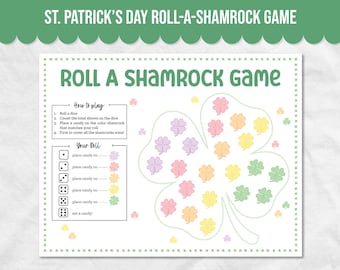 Roll a Shamrock Game for St Patricks Day Classroom Activity, St Patricks Activity, Fun St Paddys Day Game for Kids School Party Game