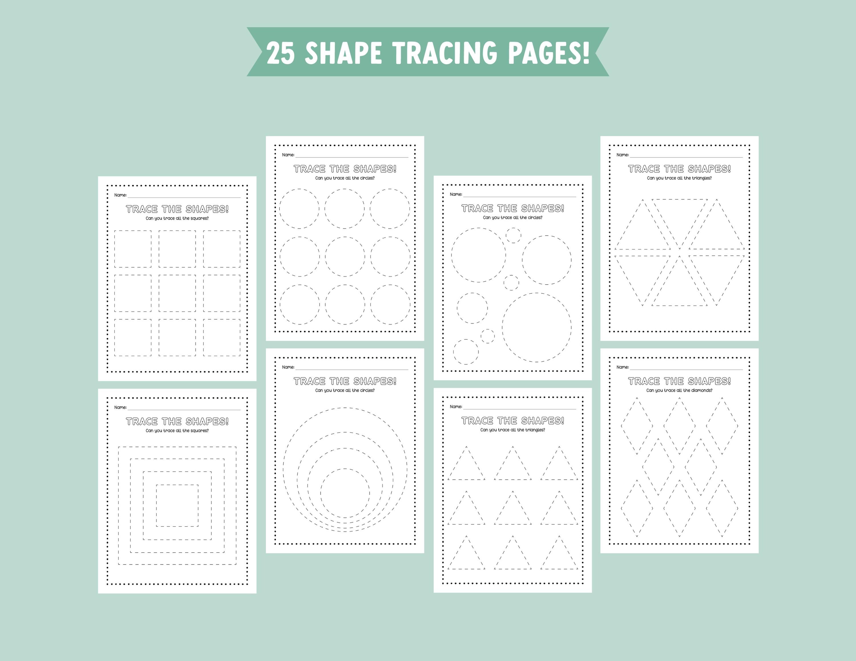 Trace the Shapes Worksheet, Preschool Worksheets for Kids, Shape ...