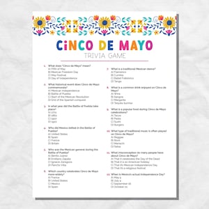 Cinco de Mayo Trivia Game for Pub Trivia, Fun Trivia Game for Cinco de Mayo, Cinco de Mayo Party Game, Trivia Night, Cinco de Mayo Quiz