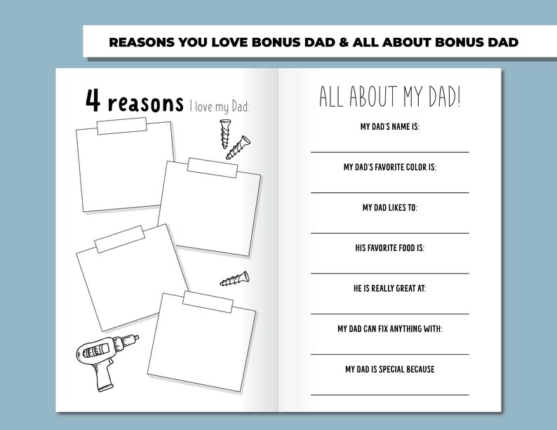 All About Dad Printable Book, Dad Birthday Gift From Kids, Printable ...