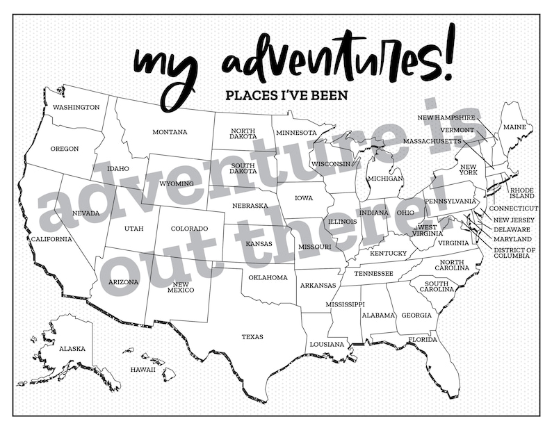Places I've Been Map, United States Map, States I’ve Visited, My Adventures Map, Road Trip Map, Printable Map Tracker image 6