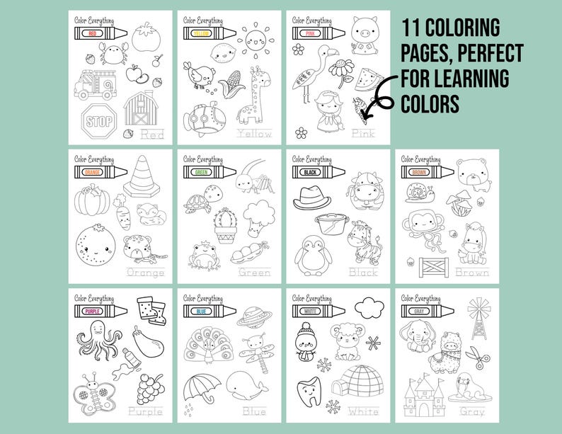 Learning Colors Coloring Pages for Kids, Fine Motor Skills, Spanish ...