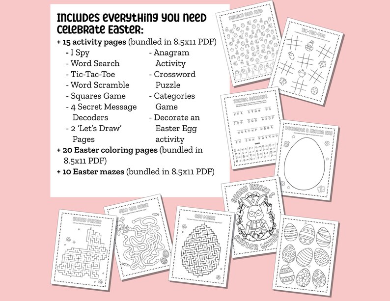 Easter Activity Bundle With Easter Coloring Pages, Printable Easter ...