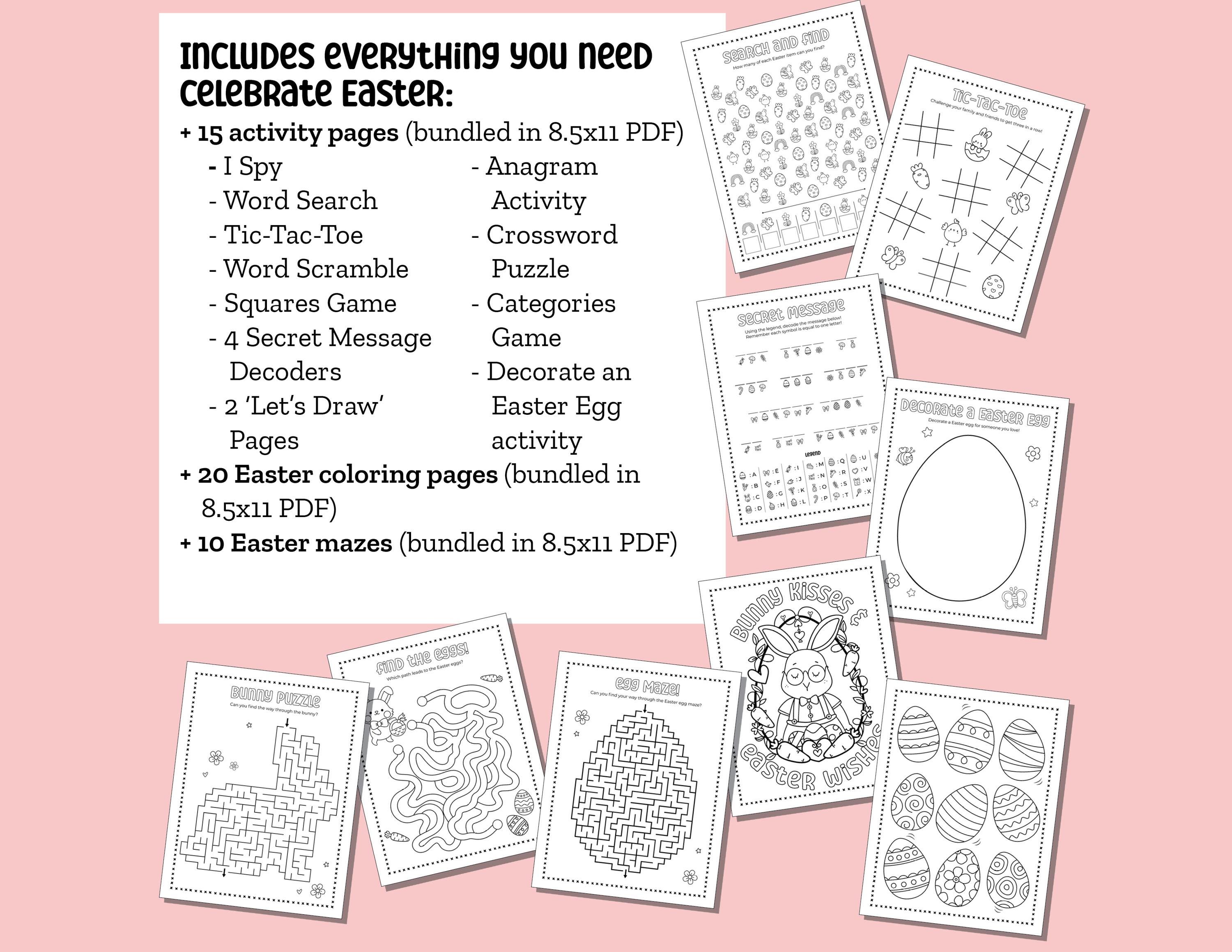Easter Activity Bundle With Easter Coloring Pages, Printable Easter ...
