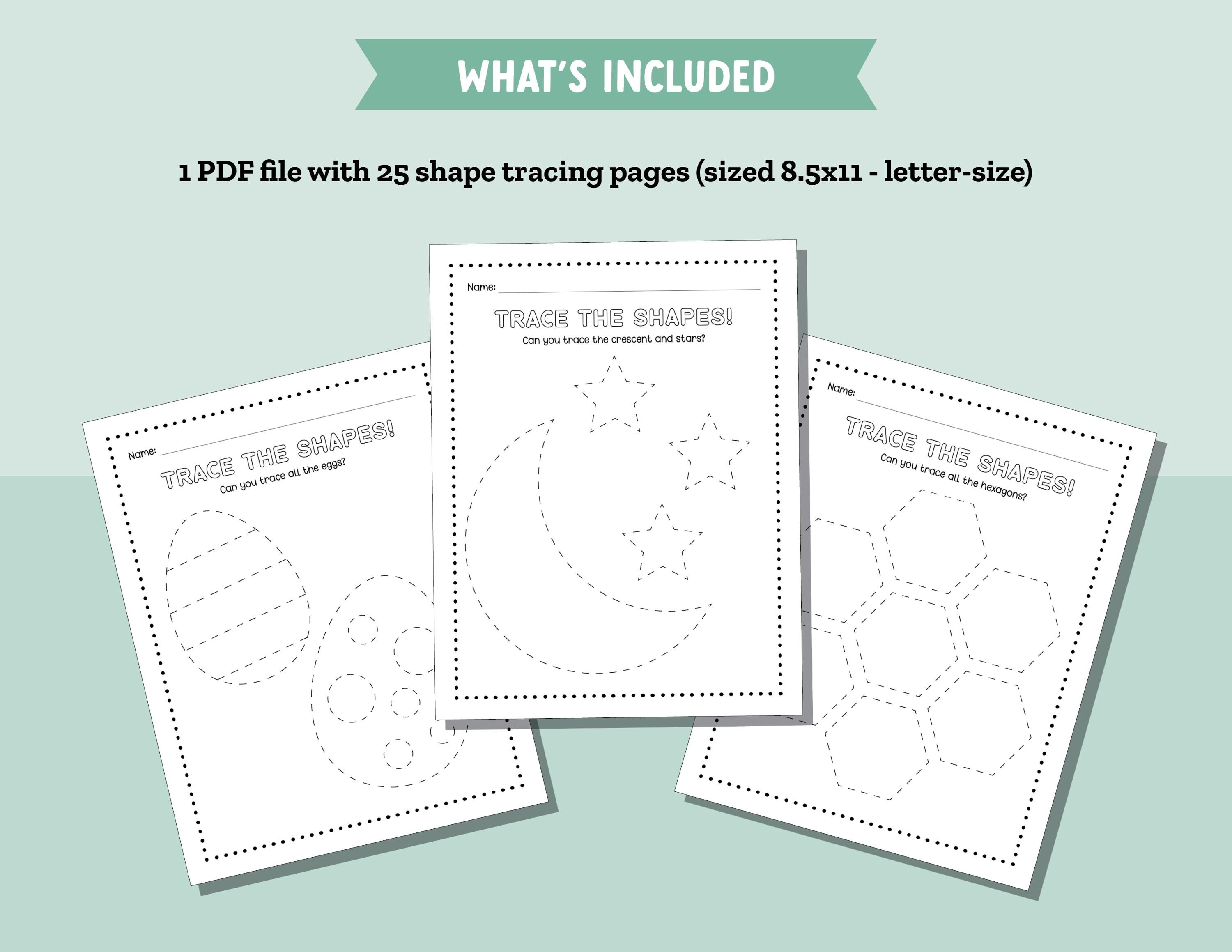 Trace the Shapes Worksheet, Preschool Worksheets for Kids, Shape ...