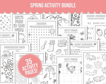 Spring Printable Activity Bundle with Coloring Pages, Word Search, Word Scramble, Games & Maze Activities! Spring Kids Activities