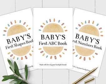 Boho Baby Shower Game Bundle, Baby's 1st ABC Book, First Shapes Book, First Numbers Book, Printable Baby Shower Games