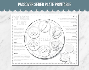 Passover Seder Plate Activity, Printable Passover Placemat for Seder Meal