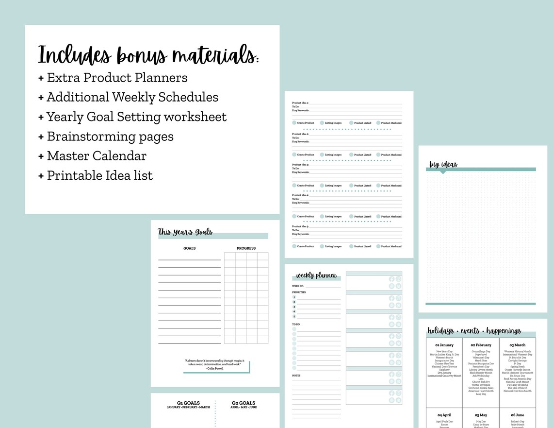 Etsy Seasonal Planner Etsy Shop Planner Printable Planner Etsy