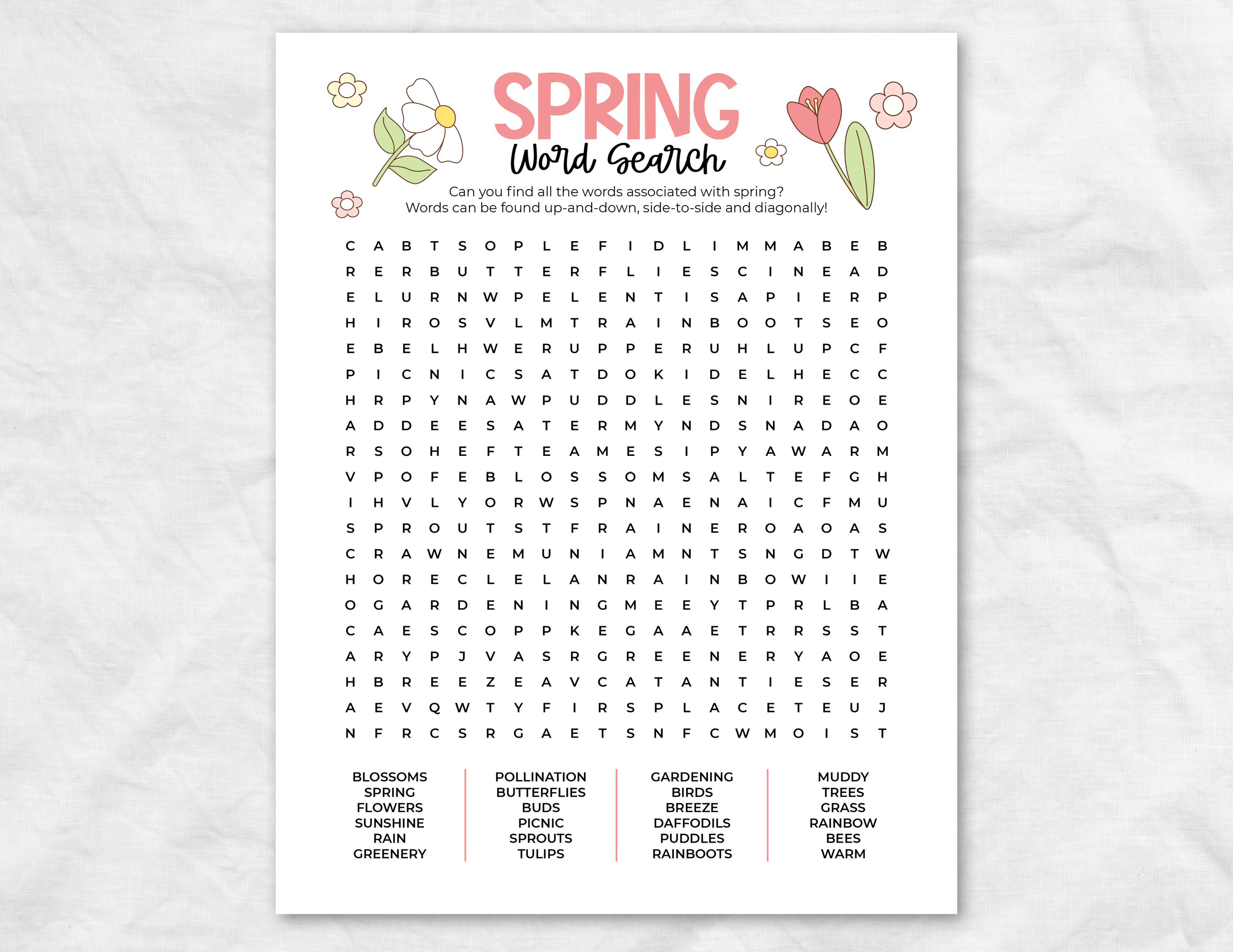 Word Finding Spring Spring Word Search, Printable Spring Games, Spring Word Games ...
