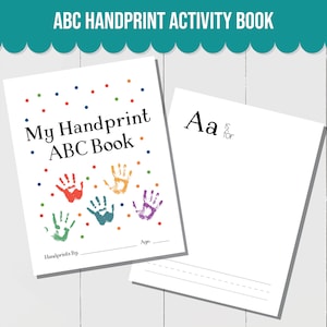 Actividad de huellas de manos para niños, arte imprimible de huellas de manos, manualidad de huellas de manos para niños, libro de actividades para bebés, actividad del alfabeto de huellas de manos
