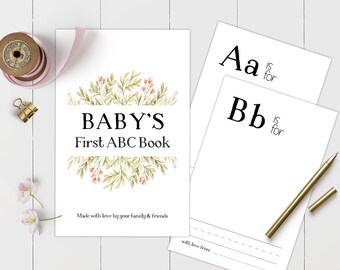 Baby in Bloom Baby Shower ABC Book, First Alphabet Book, Printable Baby Shower Activity, Virtual Baby Shower, Floral Baby Sprinkle Game
