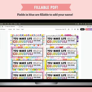 Watercolor Paint Valentine for Kids Classroom Valentine Exchange, Non-Candy Valentine, Colorful Valentine image 5