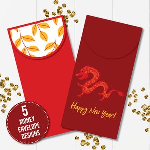 Geldenvelop voor maannieuwjaar, rode enveloppen Year of the Snake, Chinese nieuwjaarsenvelop, Li Xi, Hongbao, geluksenvelop